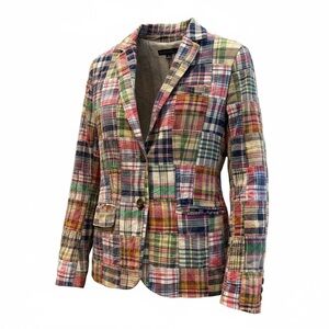 Brooks Brothers Patchwork Plaid Blazer Women’s Size 8 | Preppy Madras Jacket